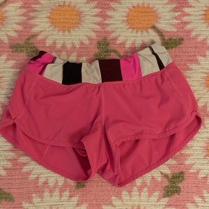 lululemon size 6 pink speed up shorts!
